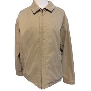 Nike Golf Jacket Women's Large Tan Excellent Zip Up Windbreaker Collared Swoosh